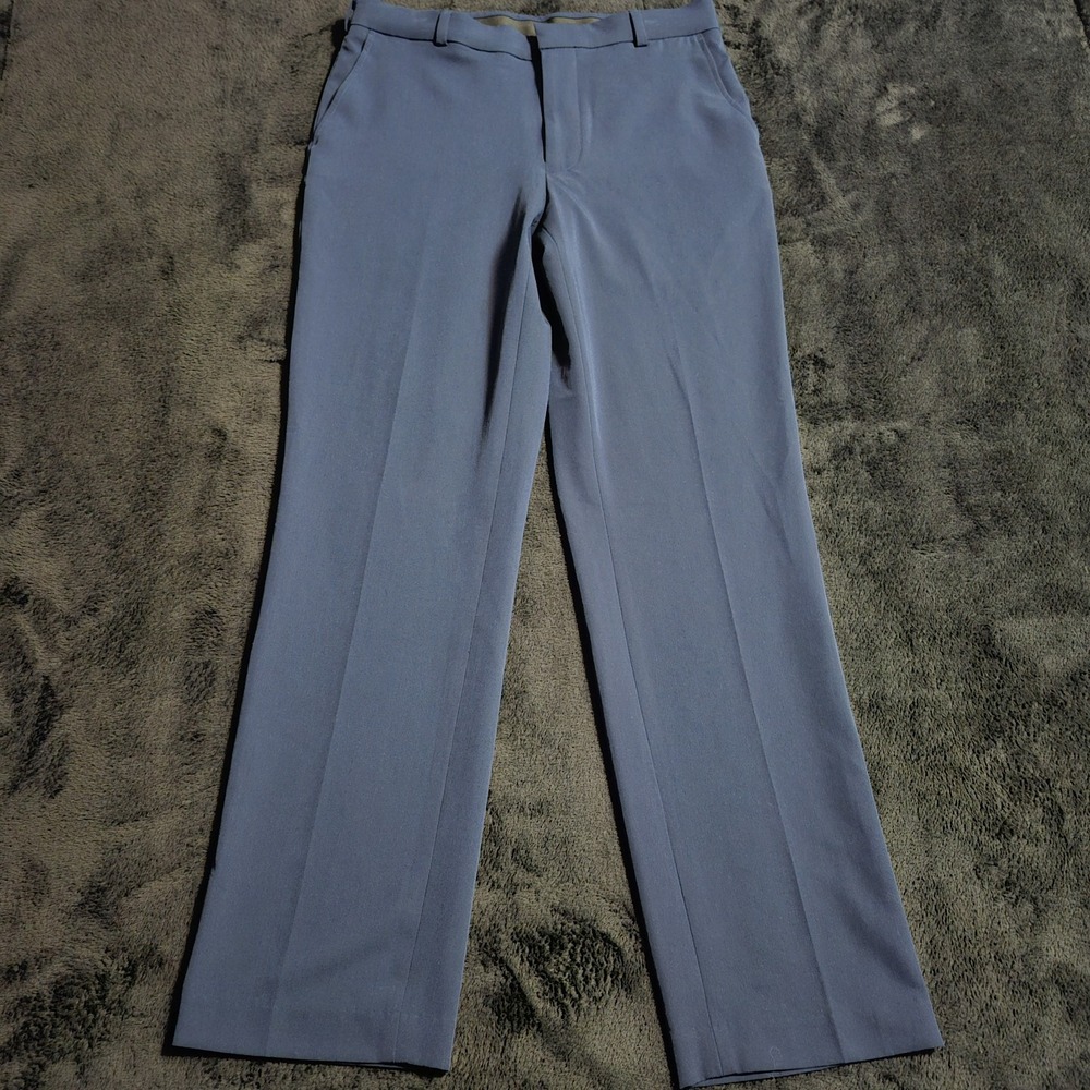 George Pants Mens 32X32 Blue Wrinkle Resistant Flat Front Straight Leg Office